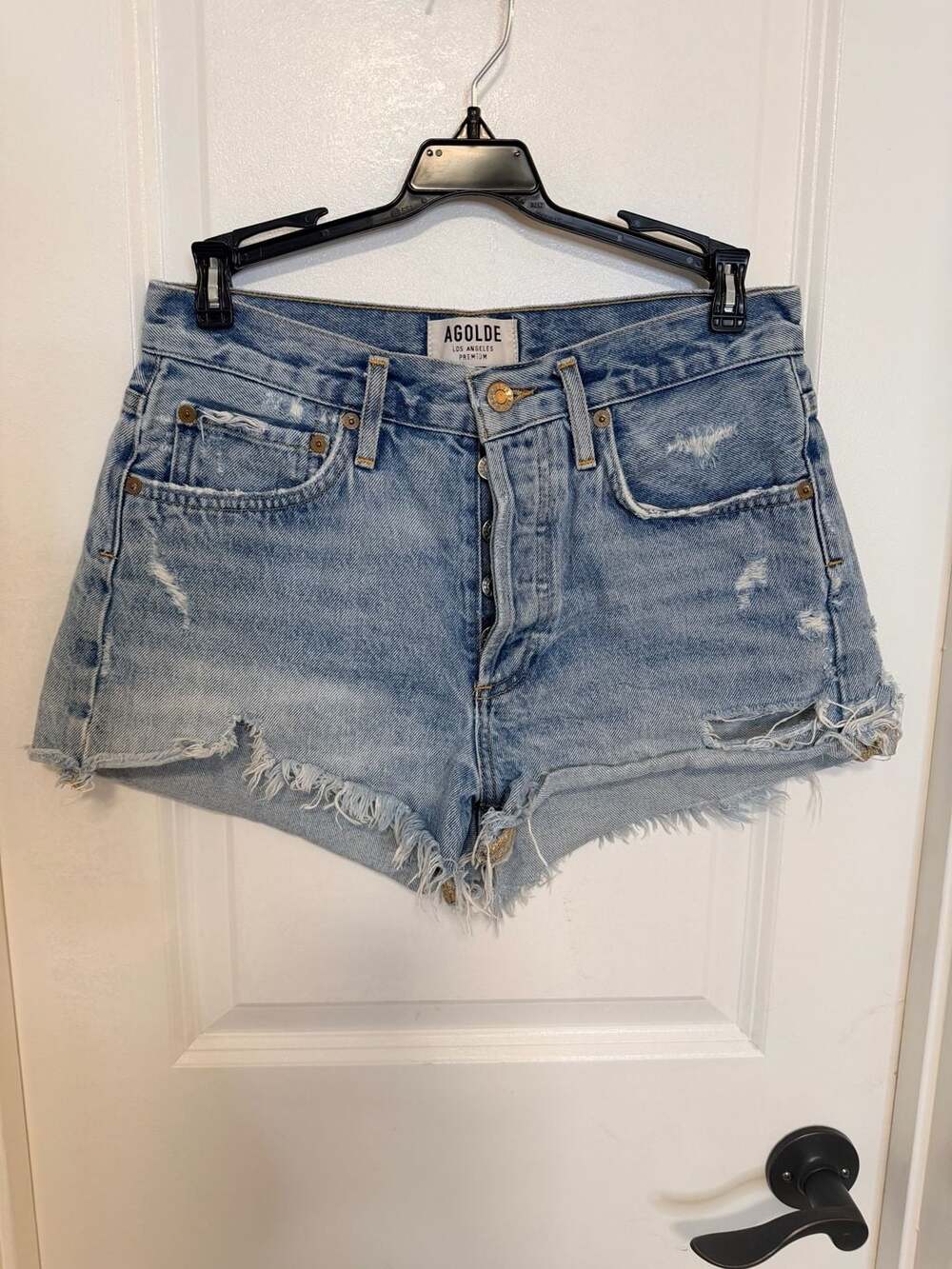AGOLDE Parker Vintage Cutoff Denim Shorts Size 25 Blue Distressed